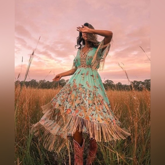 Hendrix Tassled Dress in Sky | Spell & The Gypsy Collective, Size Small - Picture 7 of 16